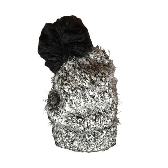 Steve Madden Eyelash Knit Tweed Infinite Scarf Neck Warmer & Fur Pom Beanie Hat - Picture 5 of 7